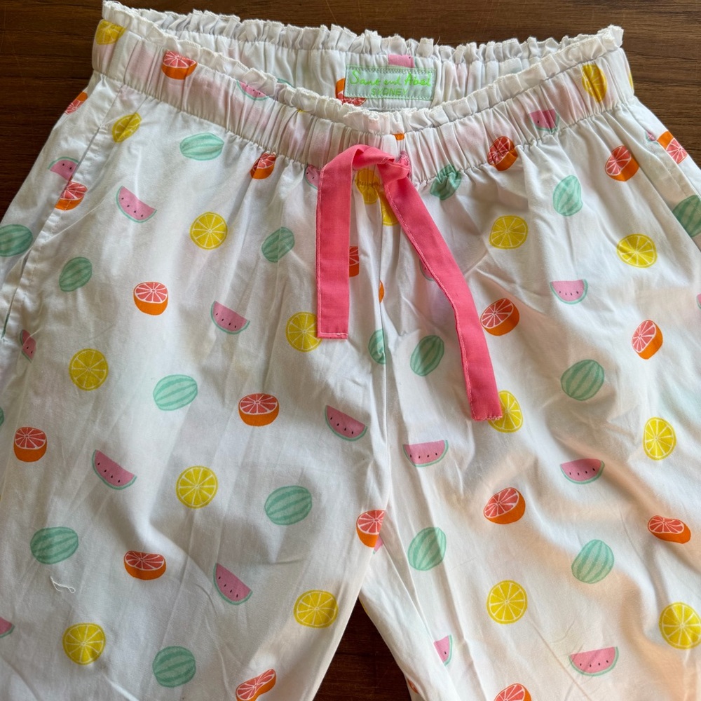 Sant & Abel Fruit Print Cotton Pajama Pants Women’s Small 100 cotton nwot